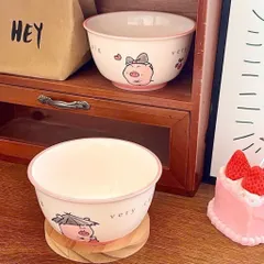 set đĩa kèm bát, thìa sứ và đũa họa tiết lợn hồng – siêu cute, nhìn là mê 💖