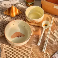 set bát đĩa sứ 5 món họa tiết bánh mì – xinh xắn cho mọi gian bếp