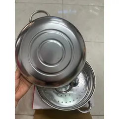 (Thanh lí xả kho) Nồi hấp inox 2 tầng 28cm nắp kính dùng  được mọi loại bếp đa năng , tiện lợi