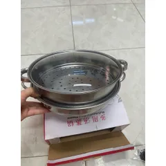 (Thanh lí xả kho) Nồi hấp inox 2 tầng 28cm nắp kính dùng  được mọi loại bếp đa năng , tiện lợi