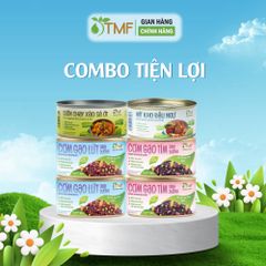 Combo 2 hộp cơm lứt, 2 hộp cơm tím, 1 hộp sườn chay sả ớt, 1 hộp mít kho đậu ngự Tâm Minh Foods