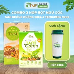 Combo 1 hộp Bột ngũ cốc nảy mầm 900g Tami 50 gói không đường và 1 hộp Bột ngũ cốc Tamigreen 900g TÂM MINH FOODS