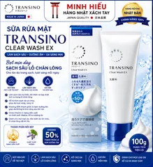 Sữa Rửa Mặt Transino Clear Wash EX 100g Nhật Bản Giúp Da Sạch Mịn, Sáng