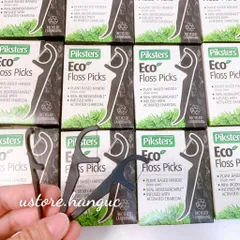 Tăm chỉ nha khoa than hoạt tính 2 in 1 Piksters Eco Floss Picks thân thiện với môi trường