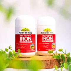 Viên Uống Bổ Sung Sắt Hàm Lượng Cao Kết Hợp Vitamin C & B12 Nature's Way High Strength Iron + Vitamin C & B12