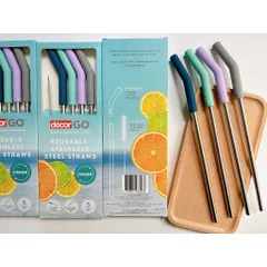 Ống Hút Tái Sử Dụng Set 4 Cái Kèm Cọ Rửa Decor Go Reusable Stainless Steel Straws