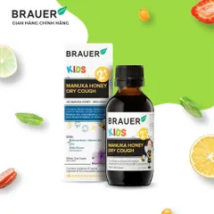 Siro với mật ong manuka giảm ho khan, ho có đàm và giảm đau rát họng ở trẻ em Brauer Manuka Honey Dry Cough 100ml