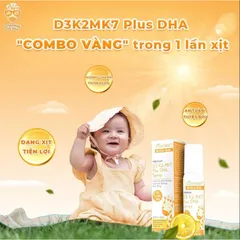 Bổ sung D3 K2 DHA cho bé từ sơ sinh, dạng xịt tiện lợi, tăng khả năng hấp thu