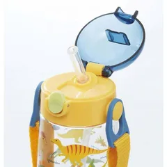 Bình nước nhựa có ống hút, trong suốt có dây đeo trẻ em SKATER Dinosaurs 480ml