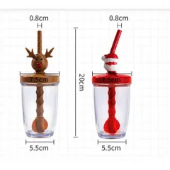 Cốc Khuấy Nước, Cốc Pha Sữa Thủ Công Có Ống Hút Joie Christmas 300ml