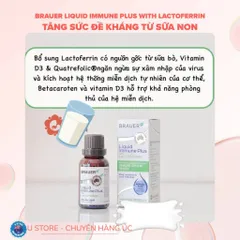 Siro tăng cường sức đề kháng từ sữa non trẻ em và người lớn - Brauer Liquid Immune Plus With Lactoferrin 23ml