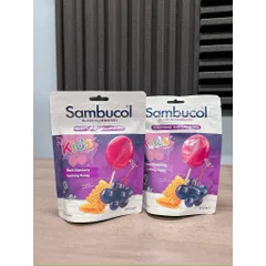 Kẹo mút làm dịu cổ họng/ giảm ho cho bé từ 2 tuổi - Sambucol Black Elderberry Soothing Throat Pops