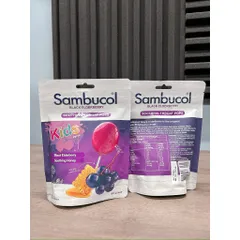 Kẹo mút làm dịu cổ họng/ giảm ho cho bé từ 2 tuổi - Sambucol Black Elderberry Soothing Throat Pops