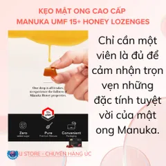 Kẹo ngậm mật ong Manuka cao cấp, nguyên chất từ mật ong UMF15+ - Manuka Honey Lozenges – 6 Pieces