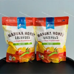 Kẹo Ngậm Mật Ong Manuka Chanh, Gừng, Keo Ong True Blue Manuka Honey Lozenges With Ginger, Propolis & Lemon MGO 600+