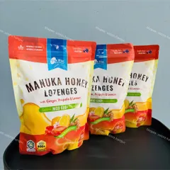 Kẹo Ngậm Mật Ong Manuka Chanh, Gừng, Keo Ong True Blue Manuka Honey Lozenges With Ginger, Propolis & Lemon MGO 600+