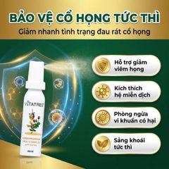 Chai xịt họng hỗ trợ giảm đau rát cổ do viêm họng Vitatree Super Propolis Spray Complex With Honey (30ml)
