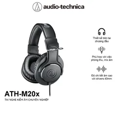 Tai Nghe Chụp Tai Audio Technica ATH-M20X Over Ear Chất Lượng Phòng Thu, DJ - Âm Thanh Sống Động