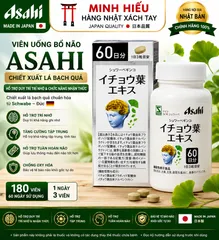 Viên Uống Bổ Não Asahi 180 Viên Nhật Bản – Chiết Xuất Lá Bạch Quả, Hỗ Trợ Trí Nhớ & Tuần Hoàn Não