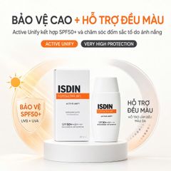 Kem Chống Nắng ISDIN Active Unify  Fusion Fluid SPF 50+ 50ml - Ngăn Ngừa Nám Da, Cân Bằng Tông Màu, Kết Quả Thấy Sau 1 Tháng