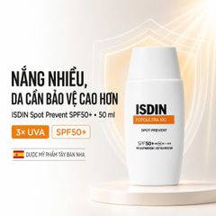 Kem Chống Nắng ISDIN FotoUltra SPOT PREVENT 100 SPF50+ 50ML- Ngăn Ngừa Nám Tàn Nhang, Giúp Da Sáng Mịn, Dưỡng Ẩm Từ Axit Hyaluronic 50ml