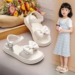 Hàng QC - Dép sandal quai hậu nơ xinh xắn đáng yêu đế mềm chống trơn trượt mùa hè cho bé gái