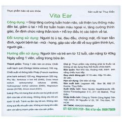 Viên uống hỗ trợ các bệnhh về tai, giảm ù tai, tăng cường thính giác Vita Ear New Nordic (15 viên)