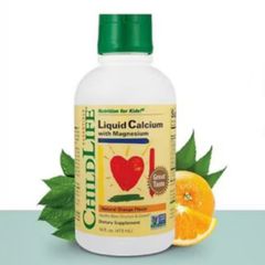 ChildLife Liquid Calcium with Magnesium dạng nước vị Cam cho trẻ 6 tháng - 12 tuổi |473 mL| Xây dựng hệ xương vững chắc & Phòng ngừa còi xương hiệu quả [S/P Chuẩn Mỹ]