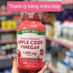 Thanh lý hàng méo hộp- Giấm Táo Hỗ Trợ Giảm Cân Nature's Truth 1200mg - Viên Uống Thanh Lọc Cơ Thể, Không Vị Chua, 200 Viên Mỹ
