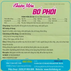 Hỗ trợ giảm ho Thiên Môn Bổ Phổi Bình Đông (280ml)