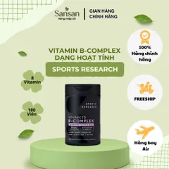 Viên Uống Vitamin B Sports Research Advanced B Complex 180 Viên Bioactive B-Complex Hỗ Trợ Chuyển Hóa Năng Lượng