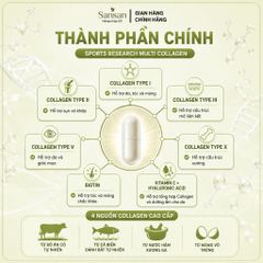 Sports Research Multi Collagen 180 Viên Mỹ - Collagen Type I II III V X Hỗ Trợ Da Tóc Móng Xương Khớp Bổ Sung Biotin