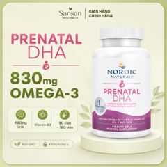 Nordic Naturals Prenatal DHA 830mg Cho Bà Bầu, 480mg DHA + Vitamin D3, Không Mùi, 90/ 180 Viên Nang Mềm
