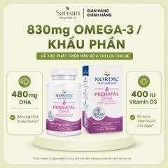 Nordic Naturals Prenatal DHA 830mg Cho Bà Bầu, 480mg DHA + Vitamin D3, Không Mùi, 90/ 180 Viên Nang Mềm