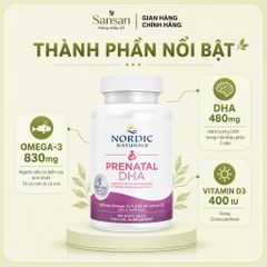 Nordic Naturals Prenatal DHA 830mg Cho Bà Bầu, 480mg DHA + Vitamin D3, Không Mùi, 90/ 180 Viên Nang Mềm