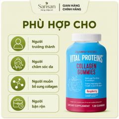 Kẹo dẻo Vital Proteins Collagen Gummies Raspberry 128 Viên (2.5g Verisol®) - Hỗ Trợ Da, Tóc, Móng