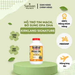 Viên Uống Dầu Cá Kirkland Signature Fish Oil 1000mg Omega-3 400 Viên Nang Mềm Hỗ Trợ Tim Mạch