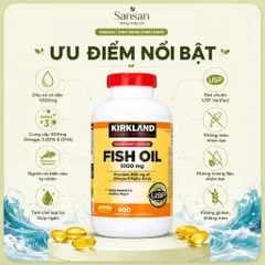 Viên Uống Dầu Cá Kirkland Signature Fish Oil 1000mg Omega-3 400 Viên Nang Mềm Hỗ Trợ Tim Mạch