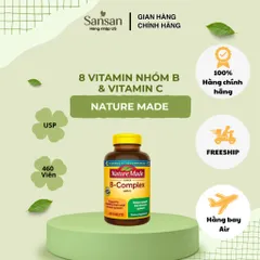 Vitamin B Tổng Hợp Nature Made Super B-Complex 460 Viên | Bổ Sung 8 Vitamin Nhóm B & Vitamin C | Hỗ Trợ Chuyển Hóa Năng