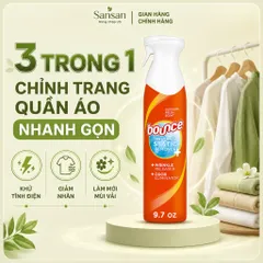 Xịt Quần Áo Bounce Rapid Touch-Up 3 Trong 1 Khử Tĩnh Điện, Giảm Nhăn, Làm Mới Mùi Vải 275g