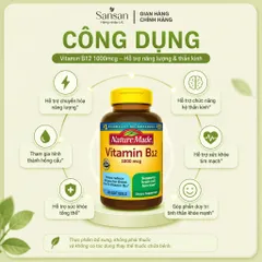 Vitamin B12 Nature Made 1000mcg 400 Viên USA - Bổ Sung Vitamin B12 Hỗ Trợ Năng Lượng, Não Bộ, Hệ Thần Kinh