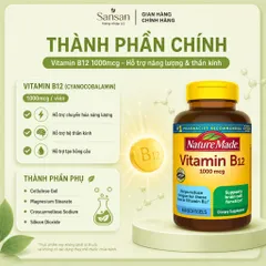 Vitamin B12 Nature Made 1000mcg 400 Viên USA - Bổ Sung Vitamin B12 Hỗ Trợ Năng Lượng, Não Bộ, Hệ Thần Kinh