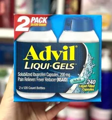 Viên giảm đau hạ sốt Advil Liqui-Gels 200mg phiên bản 240 viên (gồm 2 chai x 120v )