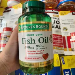 Viên uống dầu cá khử mùi Nature's Bounty Fish Oil 1400 mg |130 viên| Tăng tuần hoàn máu & Hỗ trợ sức khỏe Tim mạch/Não bộ/Thị lực [S/P Chuẩn Mỹ]