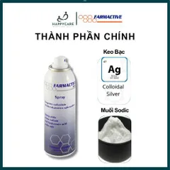 Chai Xịt Bạc Farmactive Silver Spray 125ml Hỗ Trợ Bỏng, Trầy Xước, Vết Loét Dưới Da