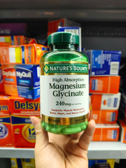 Viên uống bổ sung Magie Magnesium Glycinate hấp thu cao Nature's Bounty (180 viên)