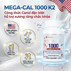 Viên uống bổ sung canxi, chống loãng xương Mega-Cal 1000 Vitamins For Life (60 viên)