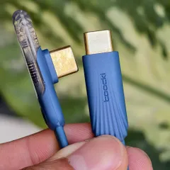 Cáp Sạc Nhanh Toocki Type C to Type C 240W 5A - Đầu Gập Chữ L Trong Suốt, Có Chip E-Marker, Dài 1m