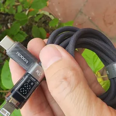 Dây sạc nhanh PD 20W Toocki C-L ,C to C 100w với đèn LED báo công suất dài 2m, vải dù chống đứt gãy