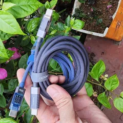 Dây sạc nhanh PD 20W Toocki C-L ,C to C 100w với đèn LED báo công suất dài 2m, vải dù chống đứt gãy